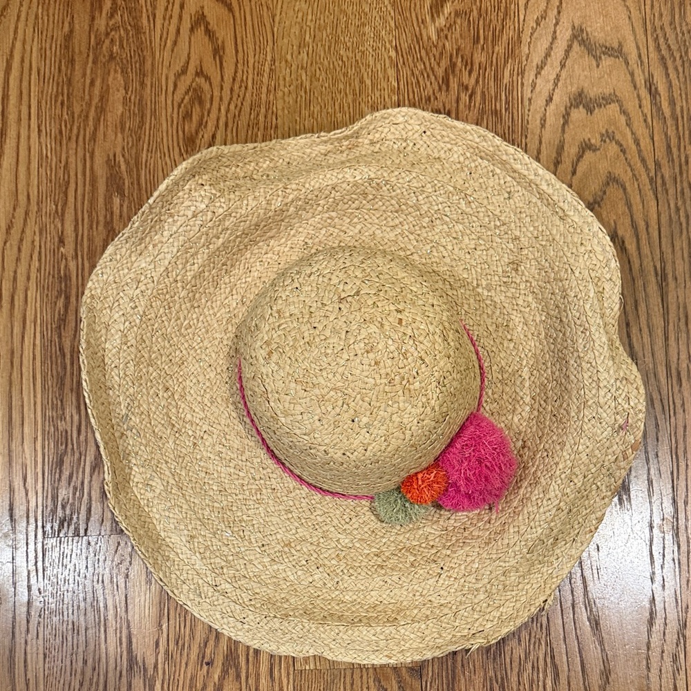 Vineyard Vines Raffia Hat with Pink Accent